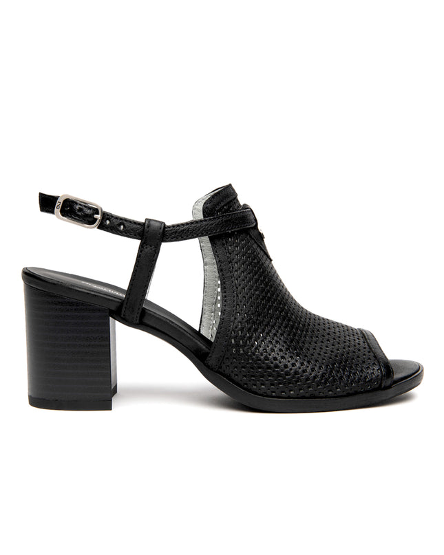 Nero Giardini Sandali Donna con Tacco in Pelle Microforata Nera E615840D NERO 100 Nero Giardini 
