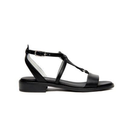 Nero Giardini Sandalo Donna Basso in Pelle Nera E615895D NERO 100 Nero Giardini 