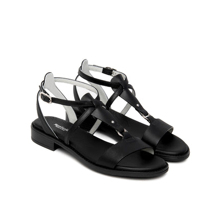 Nero Giardini Sandalo Donna Basso in Pelle Nera E615895D NERO 100 Nero Giardini 