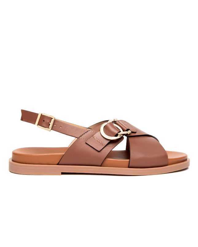 NeroGiardini Sandalo Flat Donna Basso in Pelle Cuoio E615933D CUOIO 400 Nero Giardini 