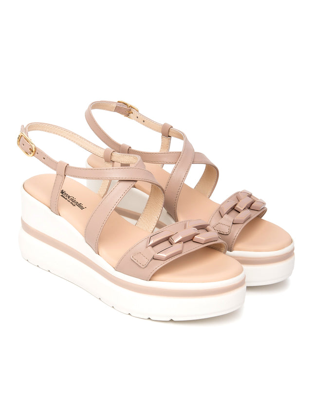 NeroGiardini Sandali Donna con Zeppa in Pelle Femme Nude E615953D FEMME 677 Nero Giardini 