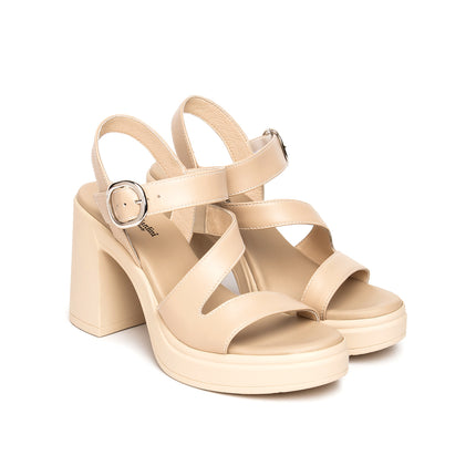 NeroGiardini Sandali Donna con Tacco Alto e Plateau in Pelle Lino E616080D LINO 453 Nero Giardini 