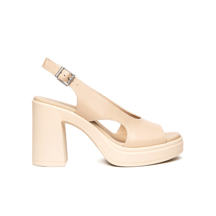 NeroGiardini Sandali Slingback Donna con Tacco Alto e Plateau in Pelle Lino E616082D LINO 453 Nero Giardini 