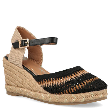 O-Joo Espadrillas Donna con Zeppa in Tessuto Nero Multi GERI CROCHET BLACK O-JOO 