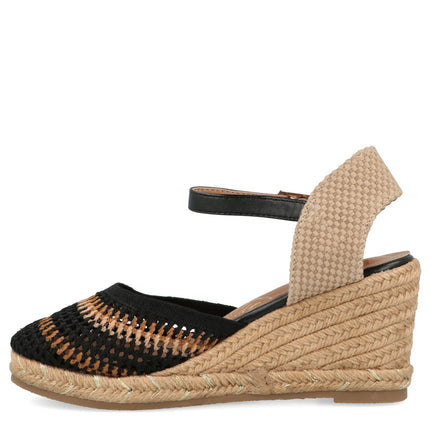 O-Joo Espadrillas Donna con Zeppa in Tessuto Nero Multi GERI CROCHET BLACK O-JOO 