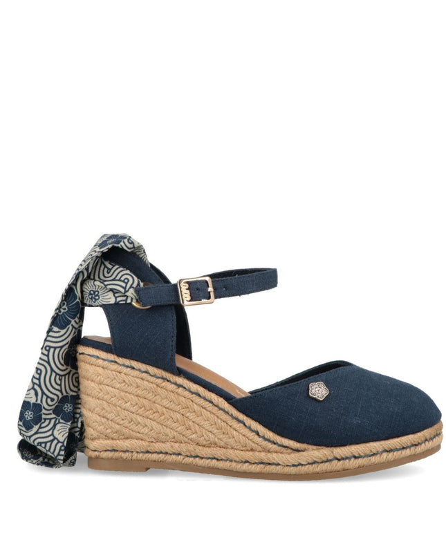 O-Joo Espadrillas Donna con Zeppa e Lacci in Tessuto Blu GERI CVS NAVY O-JOO 