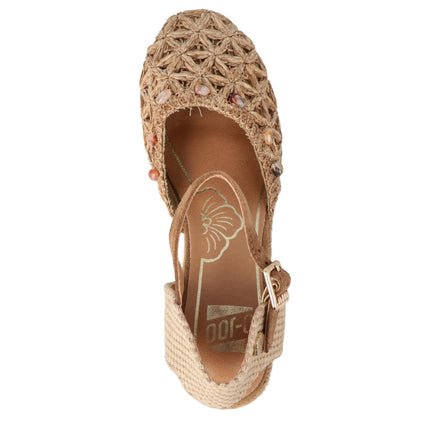 O-Joo Espadrillas Donna con Zeppa in Tessuto Sabbia GERI FLOWER NATURAL O-JOO 