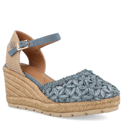 O-Joo Espadrillas Donna con Zeppa in Tessuto Blu GERI FLOWER SKY O-JOO 