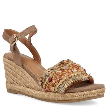 O-Joo Sandali Donna con Zeppa in Tessuto Sabbia GERI FLOWER SANDAL NATURAL O-JOO 