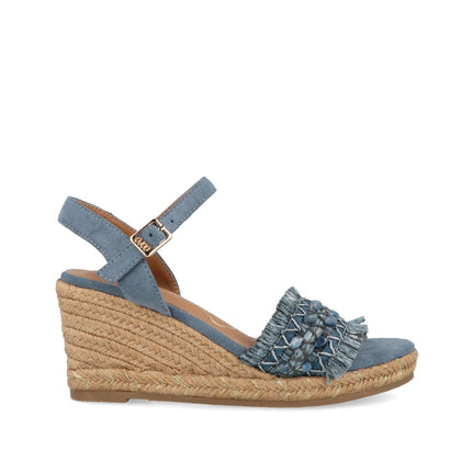 O-Joo Sandali Donna con Zeppa in Tessuto Blu GERI FLOWER SANDAL SKY O-JOO 