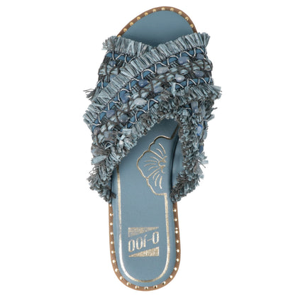 O-Joo Sandalo Flat Donna in Tessuto con Pietre Blu MILEY CROSS SKY O-JOO 