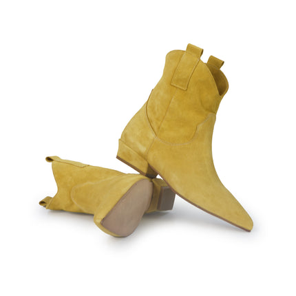 Spatarella Stivaletto Tubolare Donna in Camoscio Giallo<BR/> CV212 SOLE Spatarella 
