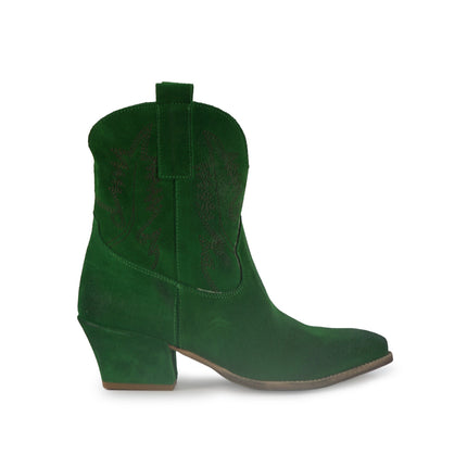 Spatarella Stivaletto Texano Tubolare in Camoscio Verde<BR/> ELENA24 BOTTIGLIA Spatarella 