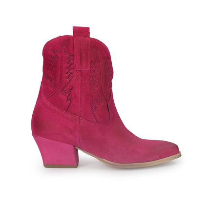 Spatarella Stivaletto Texano Tubolare in Camoscio Fuxia<BR/> ELENA24 BUBLE Spatarella 