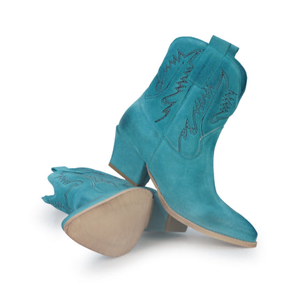 Spatarella Stivaletto Texano Tubolare in Camoscio Azzurro<BR/> ELENA24 CIELO Spatarella 