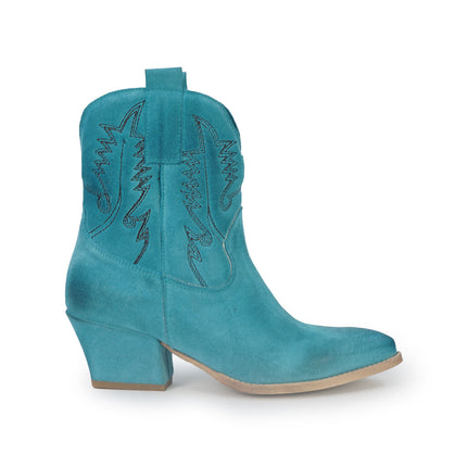 Spatarella Stivaletto Texano Tubolare in Camoscio Azzurro<BR/> ELENA24 CIELO Spatarella 