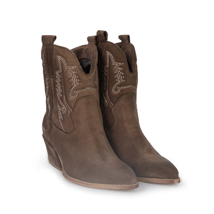 Spatarella Stivaletto Texano Tubolare in Camoscio Marrone<BR/> ELENA24 STONE Spatarella 