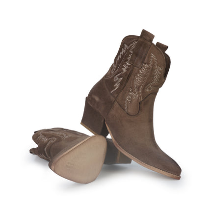 Spatarella Stivaletto Texano Tubolare in Camoscio Marrone<BR/> ELENA24 STONE Spatarella 