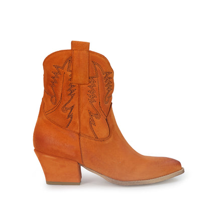 Spatarella Stivaletto Texano Tubolare in Camoscio Arancione<BR/> ELENA24 ZUCCA Spatarella 