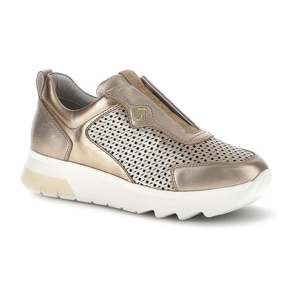 Stonefly Sneackers Slip On Donna in Pelle Laminato Taupe Oro 223580 SPOCK LAMINATO Stonefly 