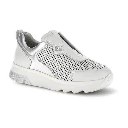 Stonefly Sneackers Slip On Donna in Pelle Bianca 223580 SPOCK WHITE SILVER Stonefly 