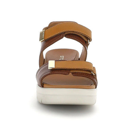 Stonefly Sandalo Donna con Doppio Velcro in Pelle Marrone Cuoio 223661 AQUA20 TAN MULTI Stonefly 