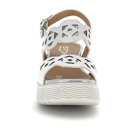 Stonefly Sandali Donna con Zeppa e Cinturino Bianco 223718 PARKY LASER WHITE Stonefly 