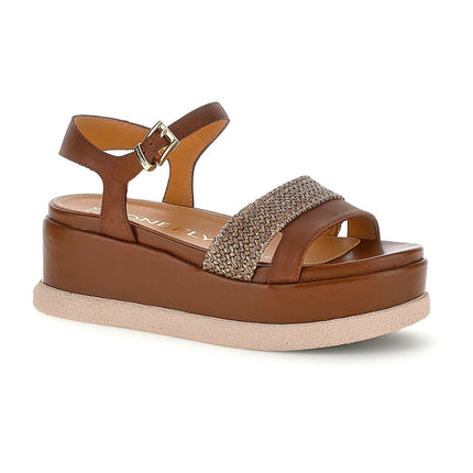 Stonefly Donna Sandalo Platform in Pelle Marrone 223737 ARIANNA 4 CIGAR BROWN Stonefly 