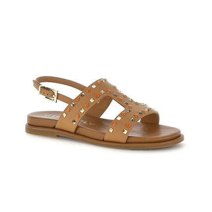 Stonefly Sandalo Donna Basso con Borchie in Pelle Cuoio 223741 GEMMA BROWN Stonefly 