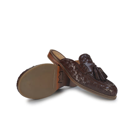 Taj Sandalo Sabot Donna in Pelle Intrecciata Marrone 110 TOLEDO DARK BROWN Taj 