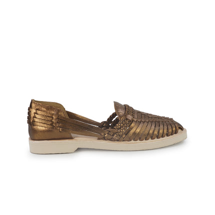 Huarache Mocassino Sandalo Donna in Pelle Laminata Bronzo 300 MET BRONZE Taj 