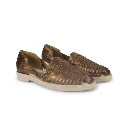 Huarache Mocassino Sandalo Donna in Pelle Laminata Bronzo 300 MET BRONZE Taj 