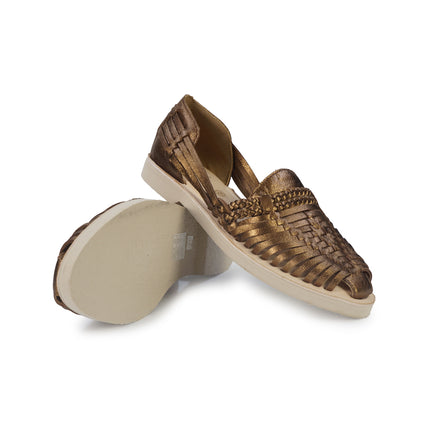 Huarache Mocassino Sandalo Donna in Pelle Laminata Bronzo 300 MET BRONZE Taj 