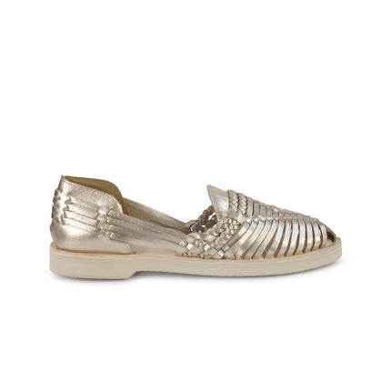 Huarache Mocassino Sandalo Donna in Pelle Laminata Platino 300 MET GOLD Taj 
