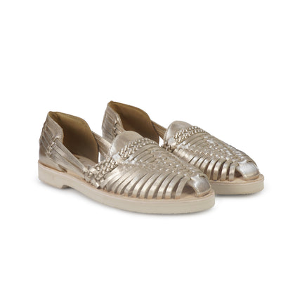 Huarache Mocassino Sandalo Donna in Pelle Laminata Platino 300 MET GOLD Taj 