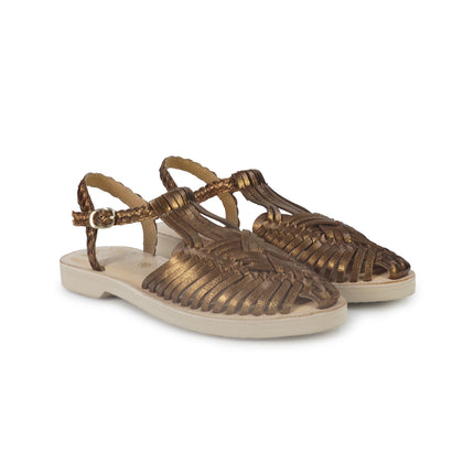 Huarache Sandalo Donna in Pelle Laminata Bronzo 301 MET BRONZE Taj 