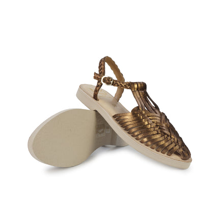 Huarache Sandalo Donna in Pelle Laminata Bronzo 301 MET BRONZE Taj 