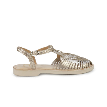 Huarache Sandalo Donna in Pelle Laminata Platino 301 MET GOLD Taj 