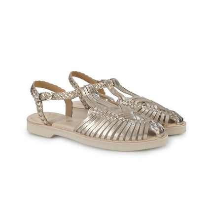 Huarache Sandalo Donna in Pelle Laminata Platino 301 MET GOLD Taj 