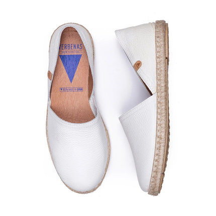 Verbenas Espadrillas Bassa da Donna in Pelle Bianca CARMEN NUCLEO WHITE Verbenas 