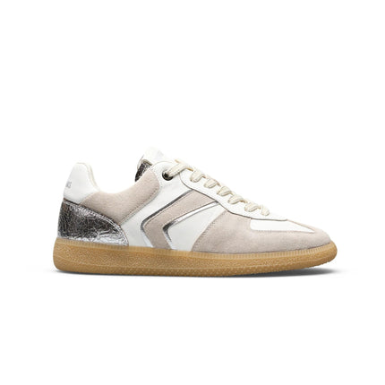 Verbenas Sneakers Bassa Donna in Pelle Bianca Profili Argento SORA SBIELA BLANCO PLATA Verbenas 