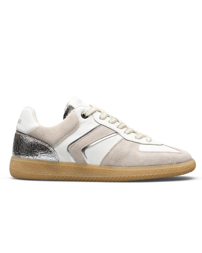 Verbenas Sneakers Bassa Donna in Pelle Bianca Profili Argento SORA SBIELA BLANCO PLATA Verbenas 