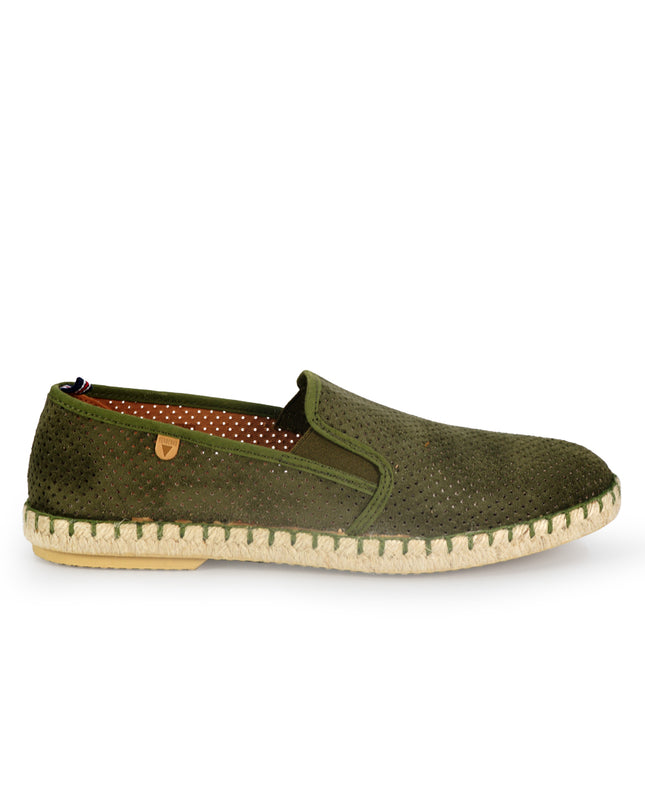Espadrillas Verbenas Bassa da Uomo in Camoscio Microforato Kaki TOM HOLE KAKI Verbenas 