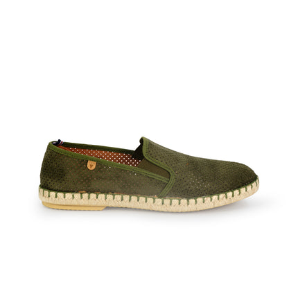 Espadrillas Verbenas Bassa da Uomo in Camoscio Microforato Kaki TOM HOLE KAKI Verbenas 