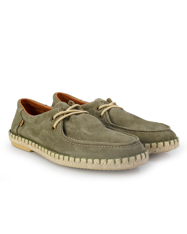 Espadrillas Verbenas Bassa con Lacci da Uomo in Camoscio Kaki Verde TRUMAN SERRAJE KAKI Verbenas 