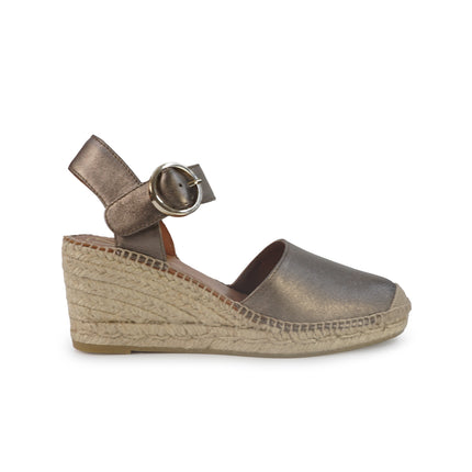 Viguera Espadrillas Alpargatas Donna con Cinturino in Pelle Laminata Fumo 1922 LAMINATO Viguera 