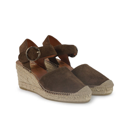 Viguera Espadrillas Alpargatas Donna con Cinturino in Camoscio Marrone 1922 MORO Viguera 