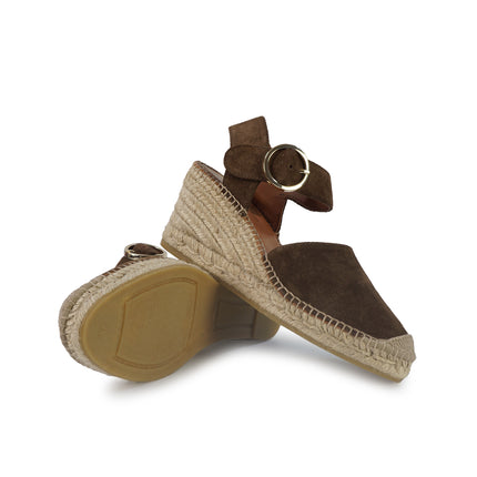 Viguera Espadrillas Alpargatas Donna con Cinturino in Camoscio Marrone 1922 MORO Viguera 