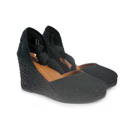 Viguera Espadrillas Alpargatas Donna con Lacci Lunghi in Lino Nero 1939 BLACK Viguera 