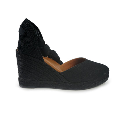 Viguera Espadrillas Alpargatas Donna con Lacci Lunghi in Lino Nero 1939 BLACK Viguera 